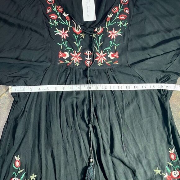 NWT Futurino Black Bohemian Crew Neck Shift Dress Large - Picture 8 of 11